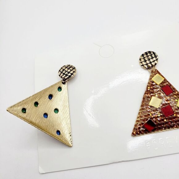 Brand New Forever 21 Triangle Brown Earrings - Picture 5 of 8